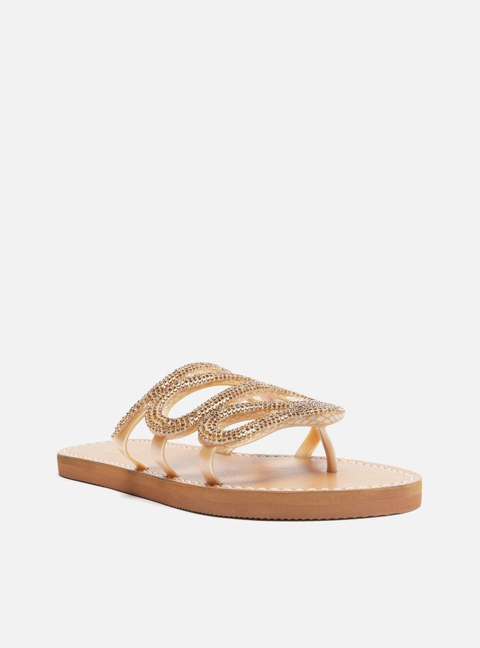Rasteira Prata Bico Redondo Snake Strass Nancy