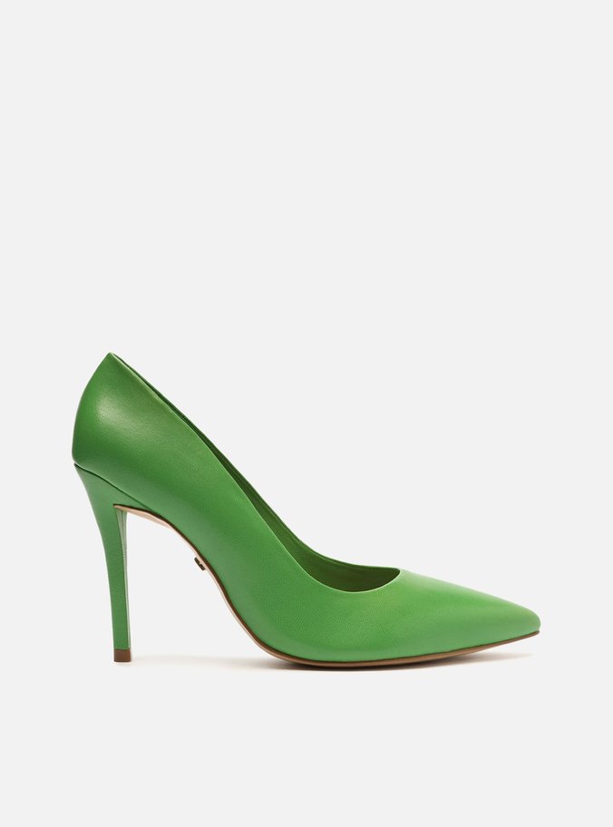 Scarpin Verde Couro Salto Alto Fino Color