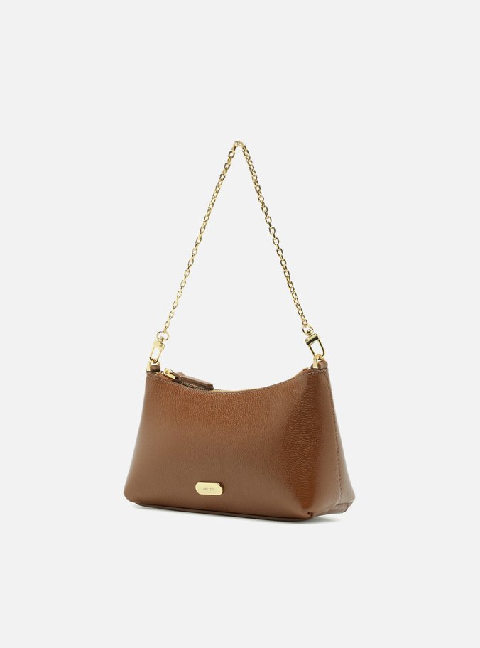 Bolsa Tiracolo Marrom Couro Pequena Corrente