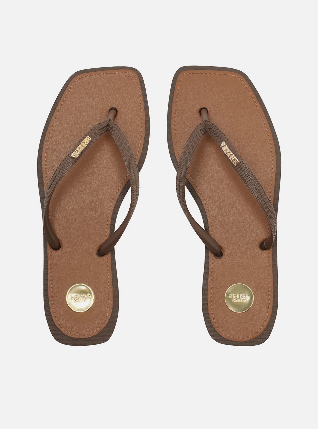 Chinelo de Dedo Marrom Plataforma Metais Brizza — foto 1