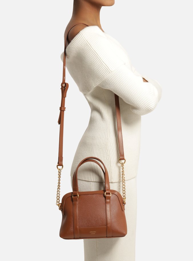 Bolsa Tote Marrom Texturizada Pequena Corrente