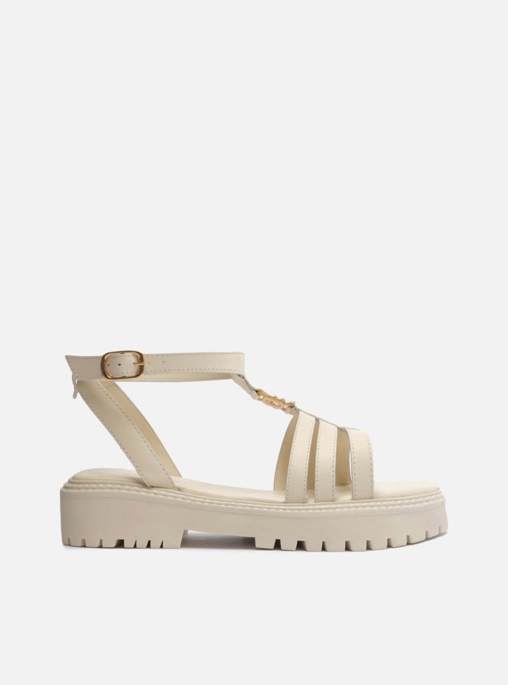 Papete Off-White Couro Salto Baixo Tratorada — foto 2