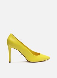 Scarpin Amarelo Couro Salto Alto Fino