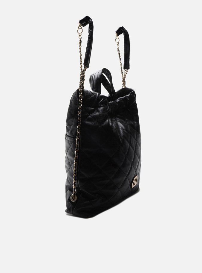Mochila Preta Couro Charlotte Grande