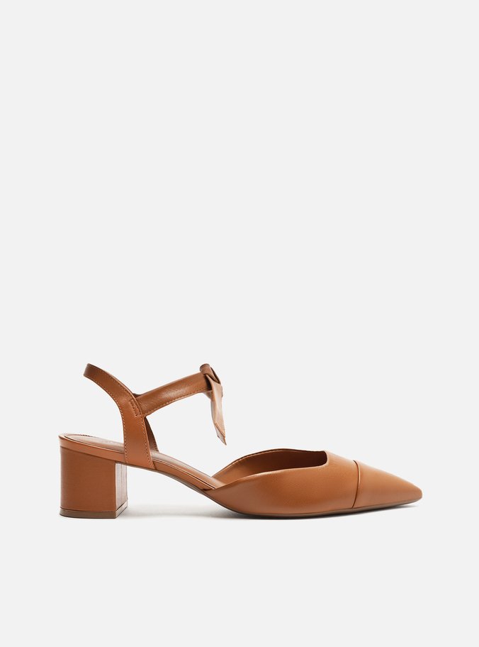 Scarpin Marrom Salto Bloco Amarração