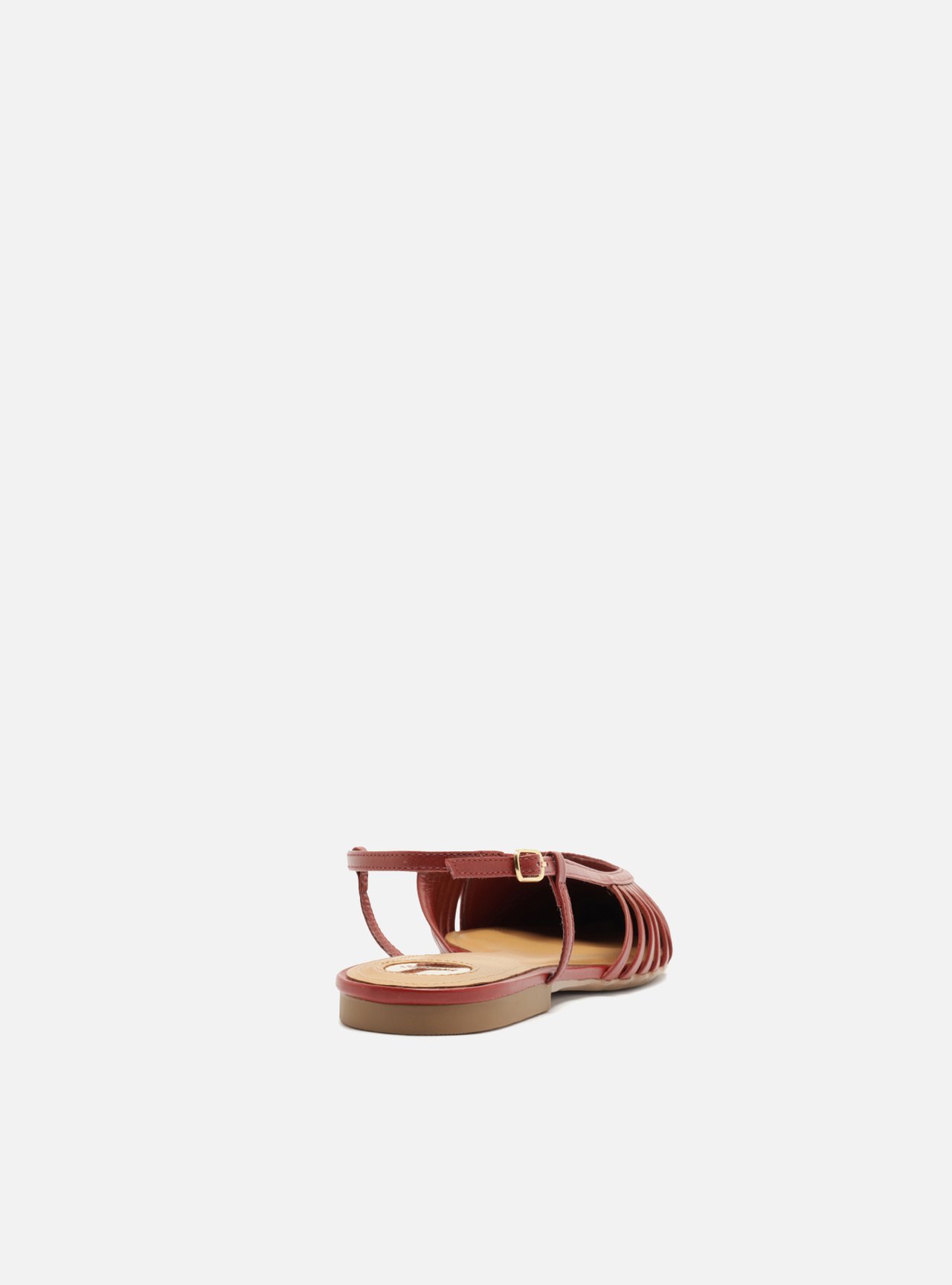 Sapatilha Vermelha Couro Bico Fino Slingback Tiras — foto 3