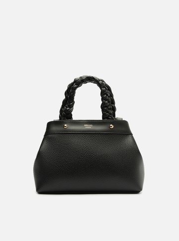 Bolsa Tote Preta Média Alças Trançadas