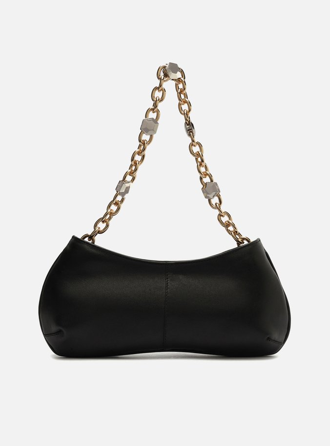 Bolsa Baguete Preta Couro Média Corrente