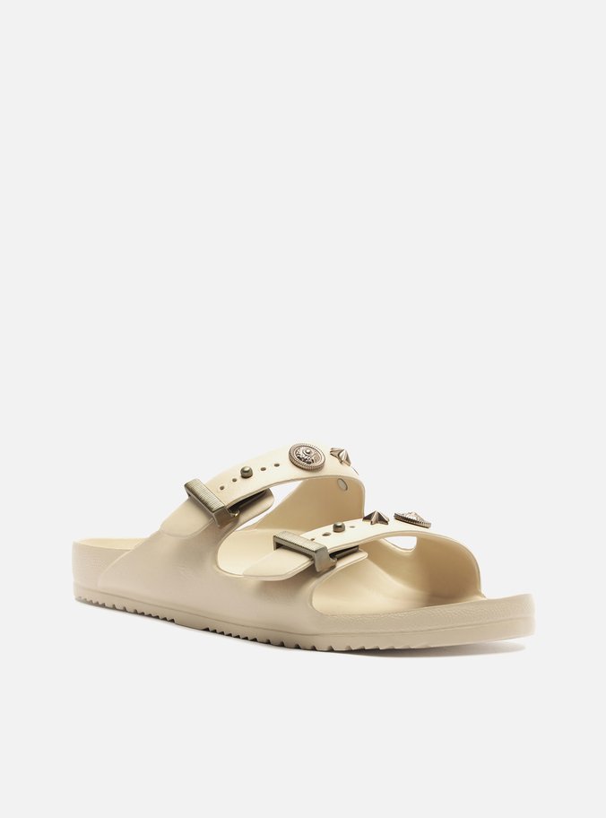 Slide Off-White Flatform Tiras Brizza Aplicações