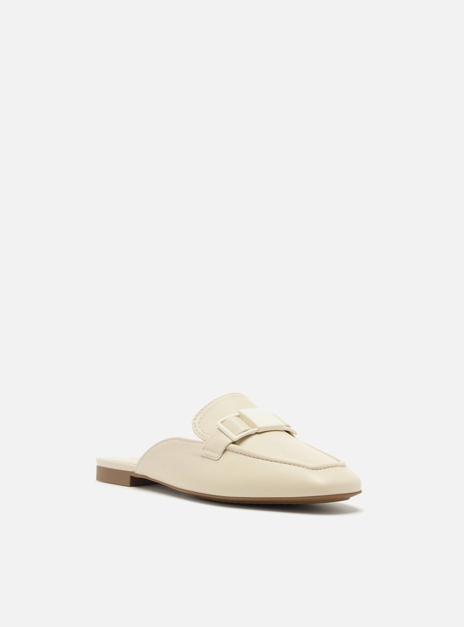 Mule Branco Couro La Isla
