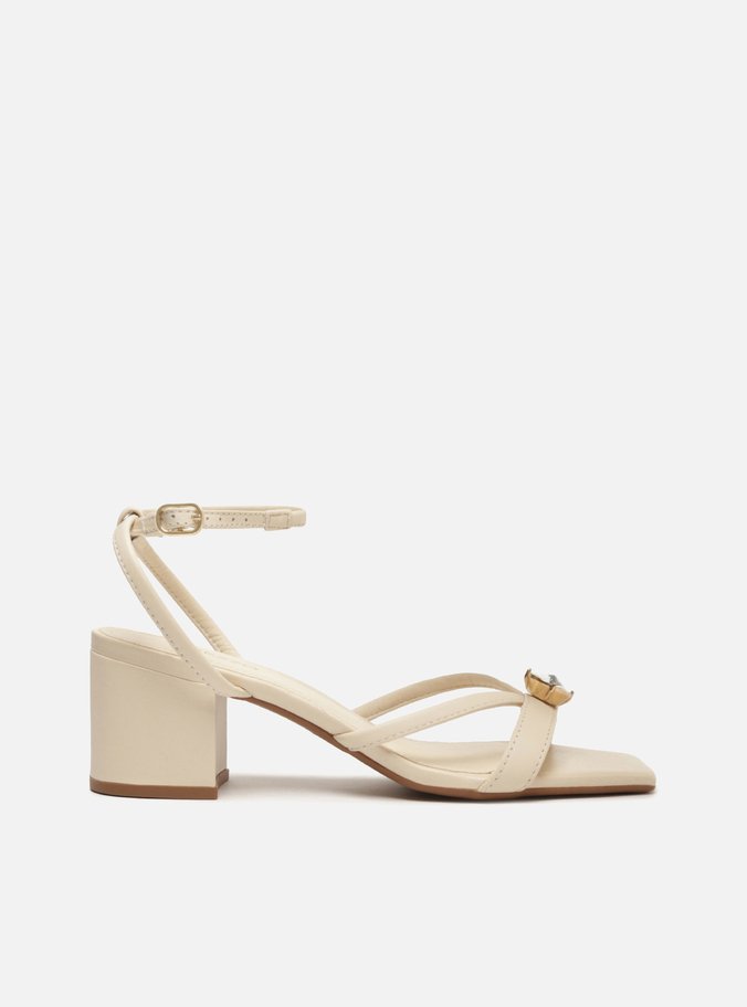 Sandália Off-White Salto Bloco Baixo