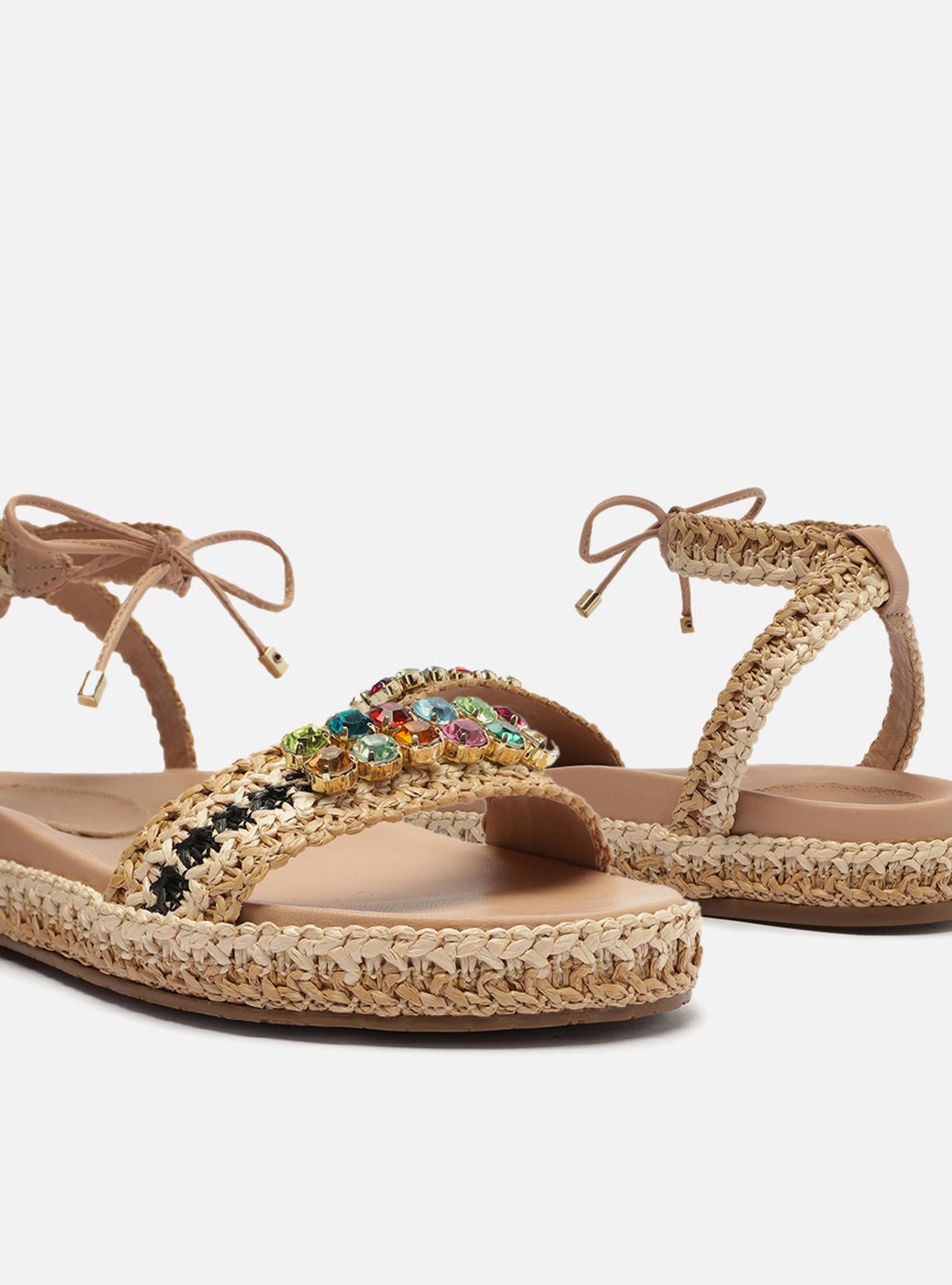 Sandália Bege Tramada Flatform Pedraria Cecília — foto 4