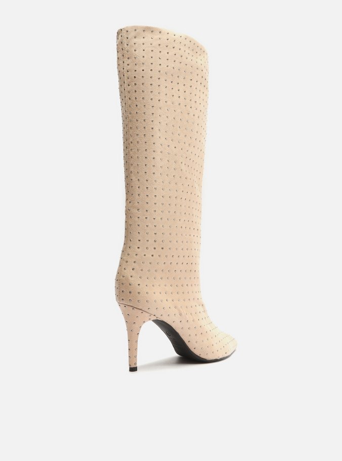 Bota Nude Camurça Cano Longo Hailey