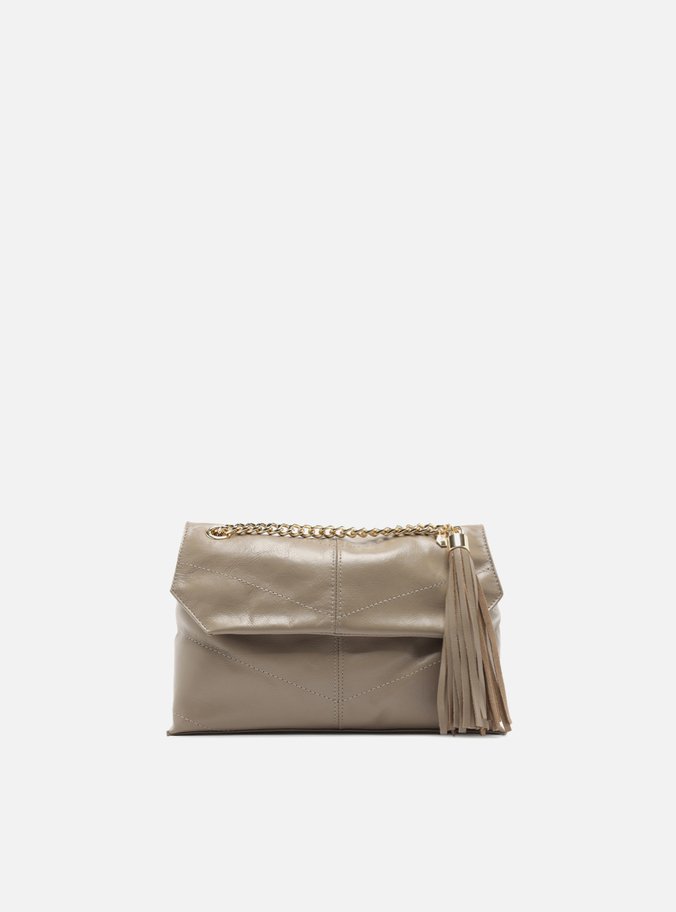 Bolsa Tiracolo Cinza Couro Ísis Pequena