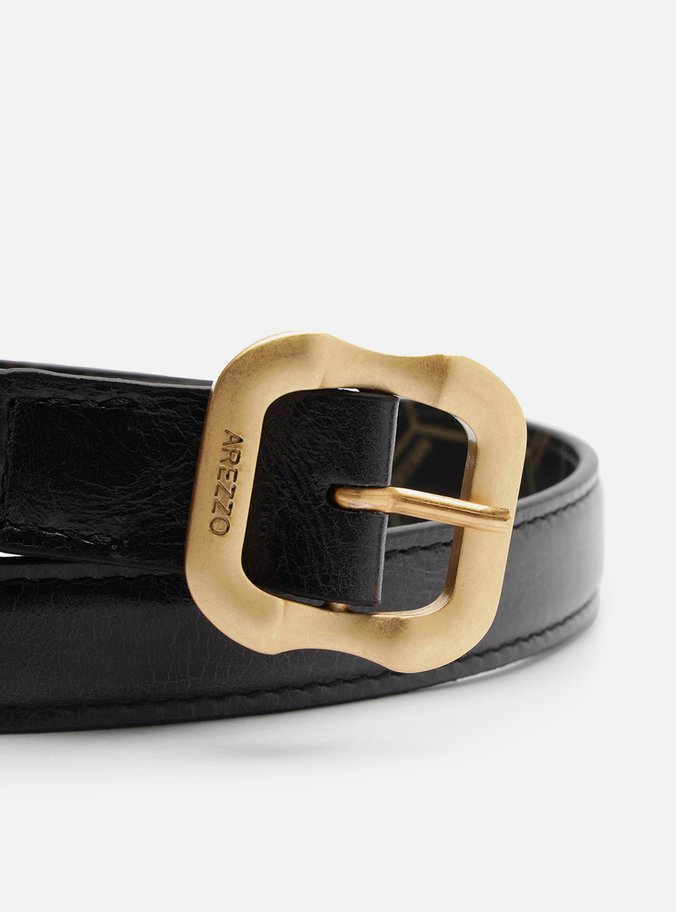 Cinto Preto Couro Worn Médio Fivela