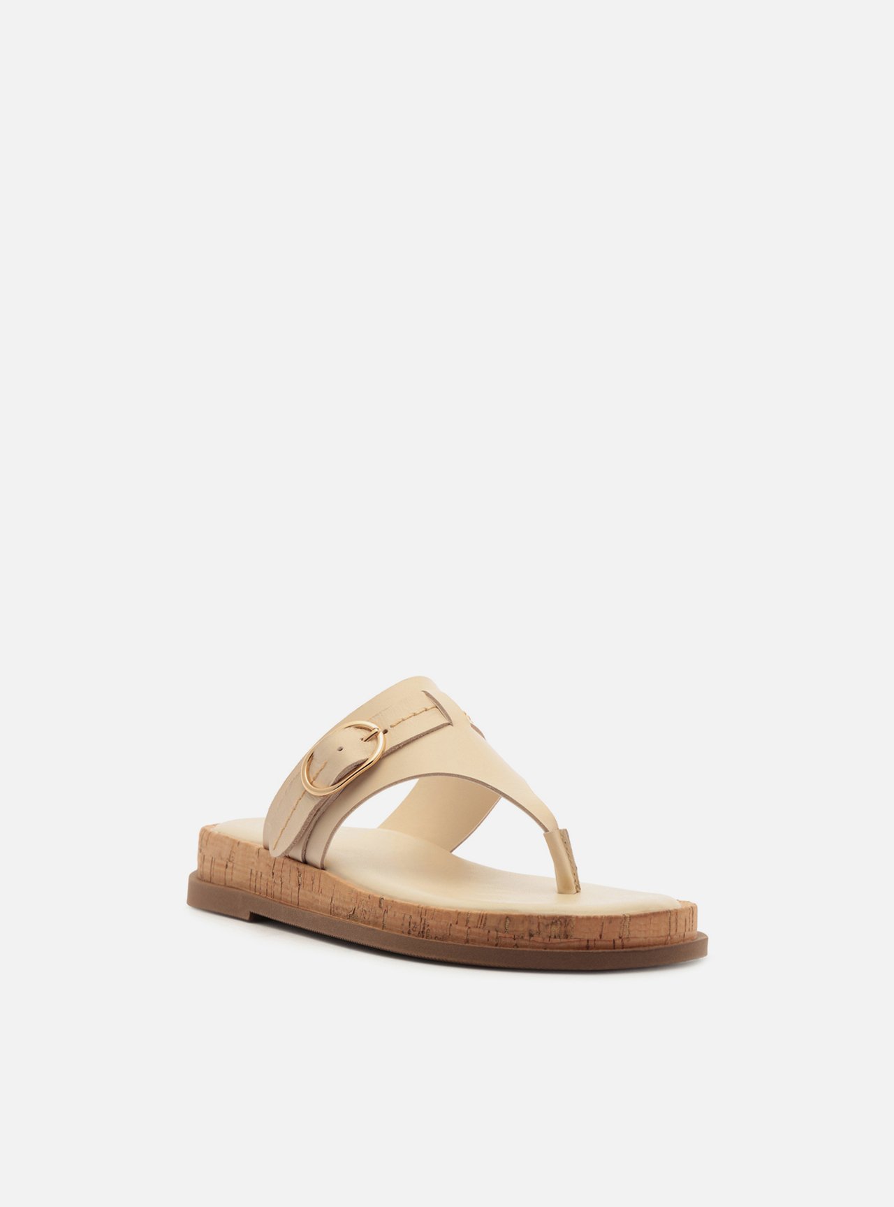 Sandália Rasteira Off White Couro Flatform Cortiça — foto 2