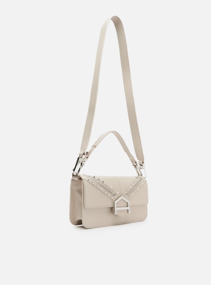 Bolsa Tiracolo Branca Couro Média Spikes