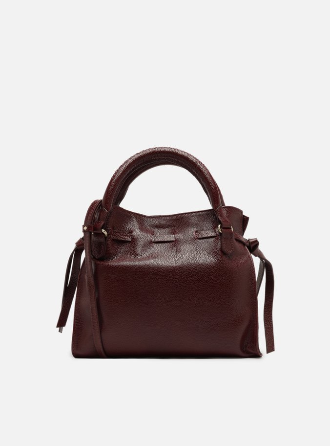 Bolsa Tote Vermelha Couro Média Rebites
