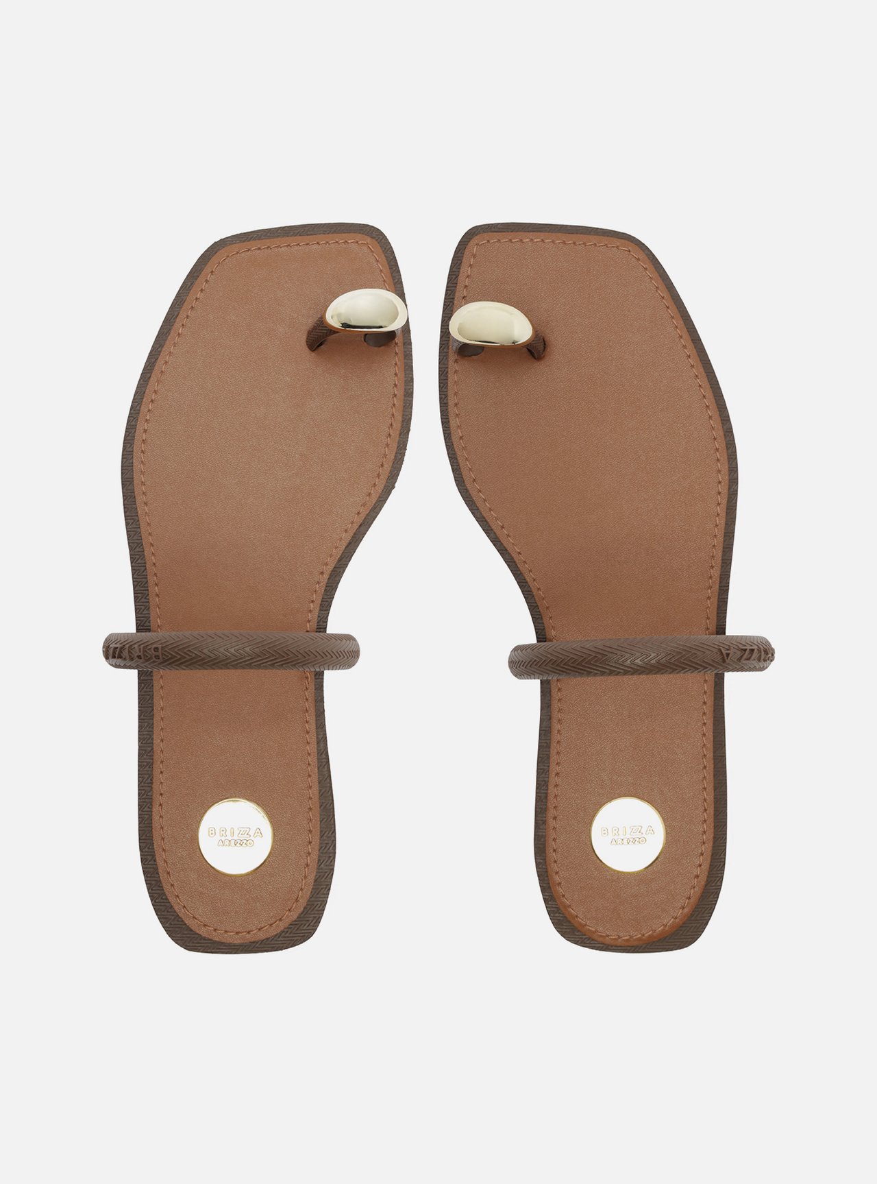 Chinelo de Dedo Marrom Metais Dourados Brizza — foto 3