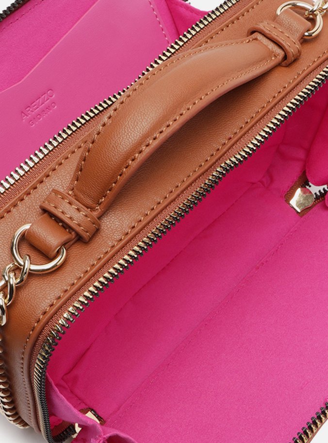 Bolsa Tiracolo Marrom Pequena Bolso Duplo