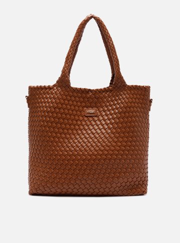 Arezzo — Bolsa Shopping Marrom Grande Tramada