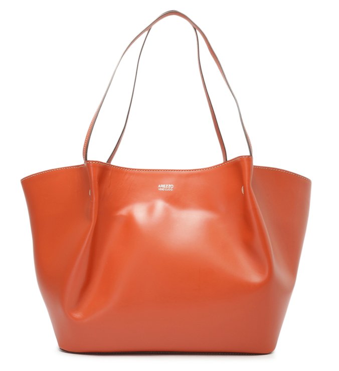 Bolsa Shopping Laranja Couro Sofia Grande