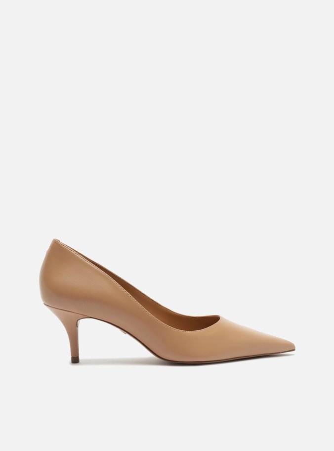 Scarpin Nude Couro Salto Fino