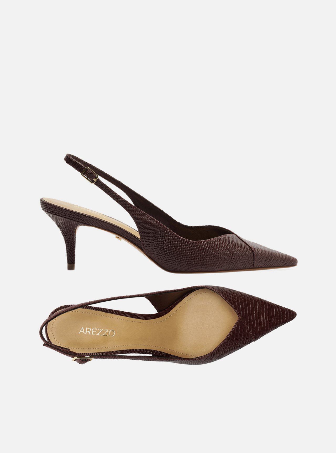 Scarpin Bordô Lizard Salto Kitten Slingback — foto 5
