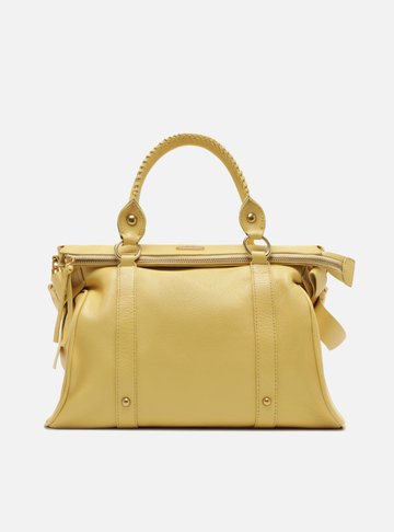 Bolsa Tote Amarela Couro Grande Alças Mix