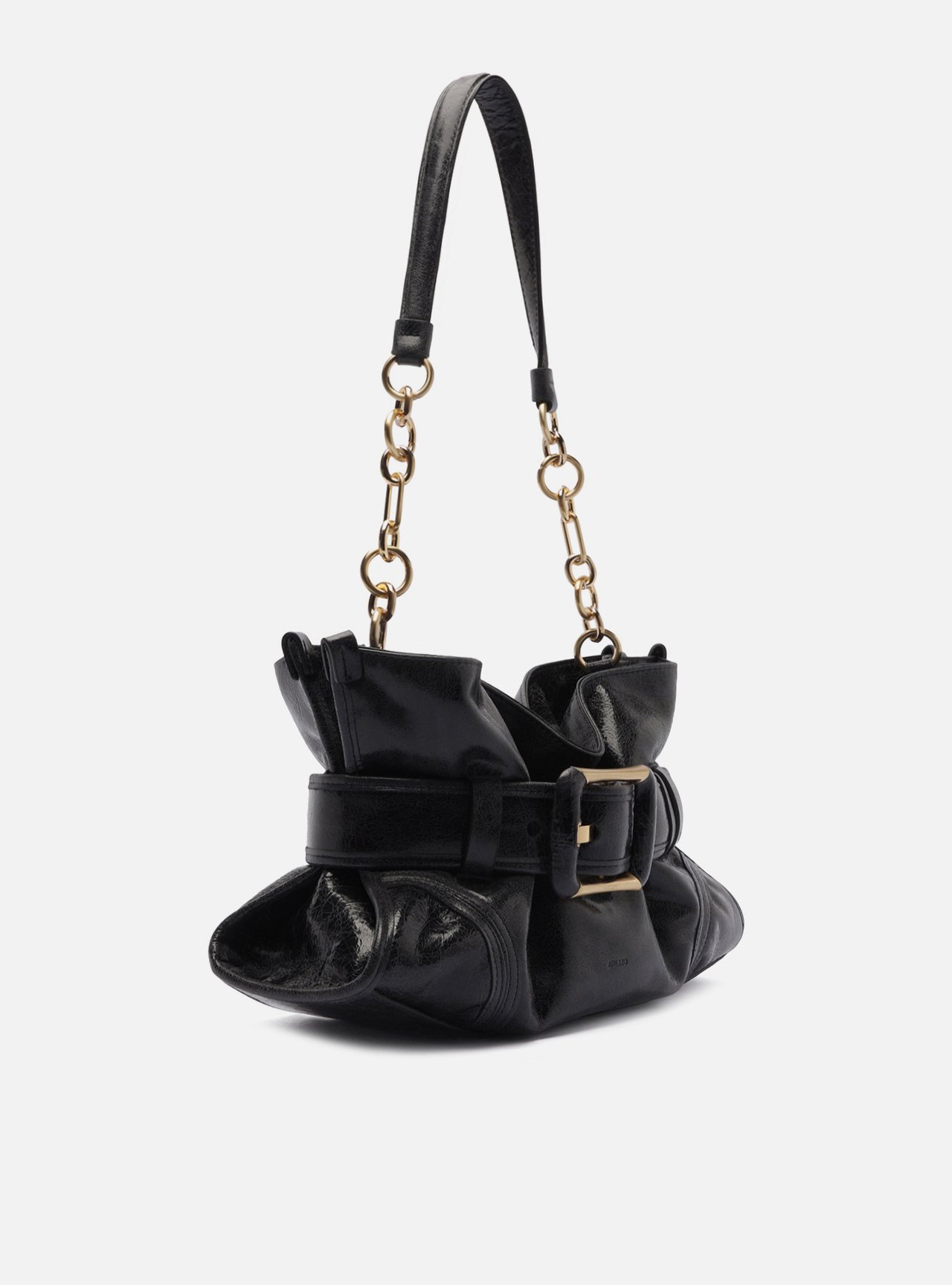 Bolsa Shoulder Preto Couro Grande Maxi Fivela — foto 5