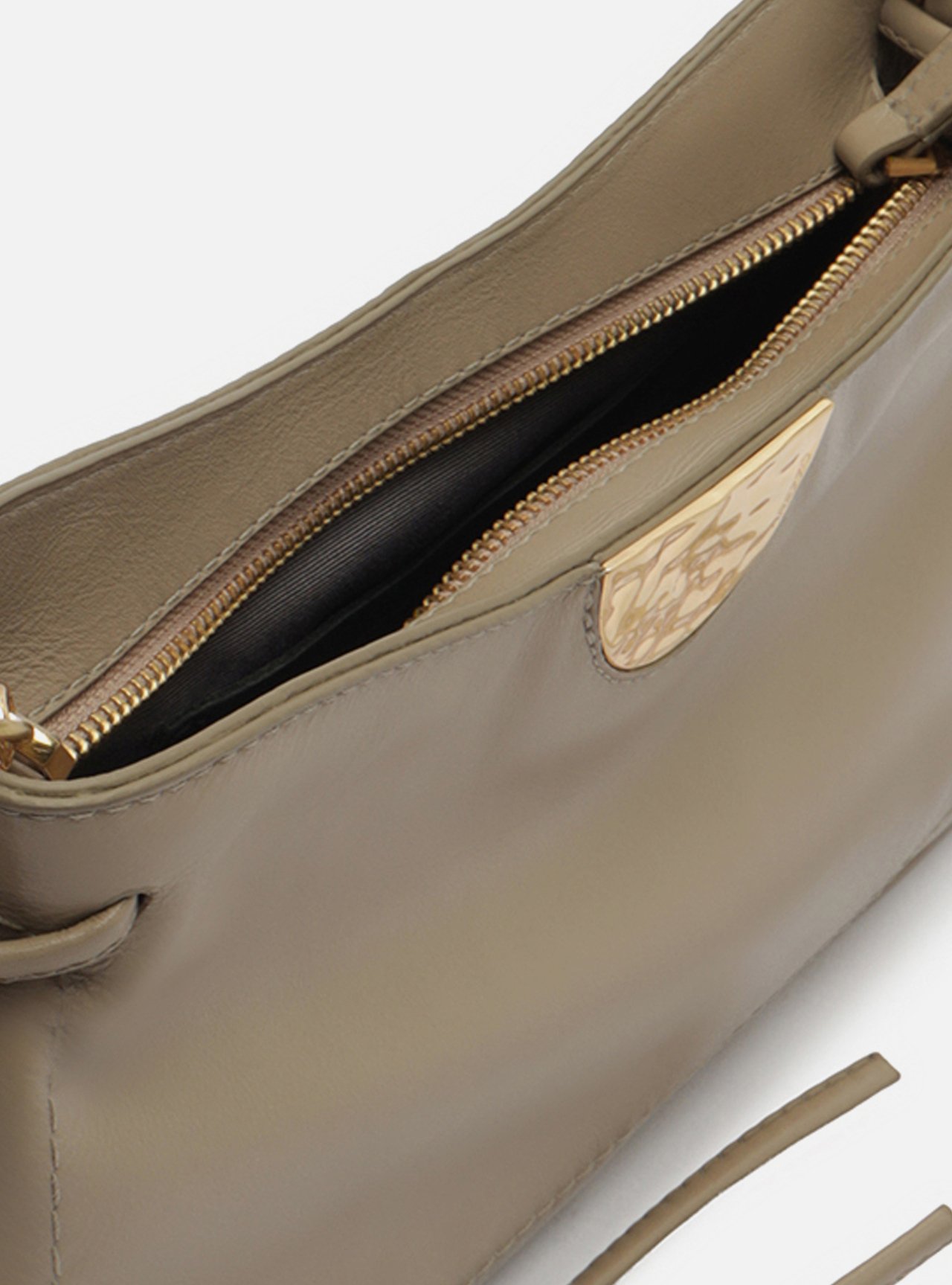 Bolsa Shoulder Cinza Couro Grande Corrente — foto 4