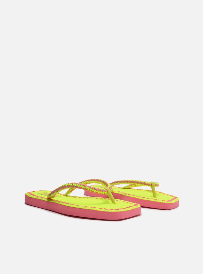 Chinelo de Dedo Amarelo Square Crochê Brizza