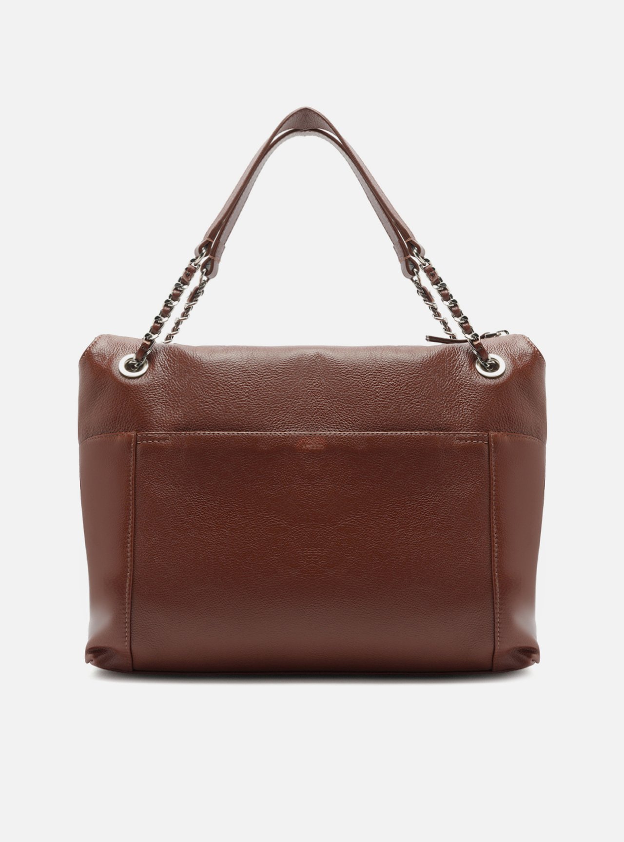 Bolsa Shopping Marrom Couro Grande Corrente — foto 3