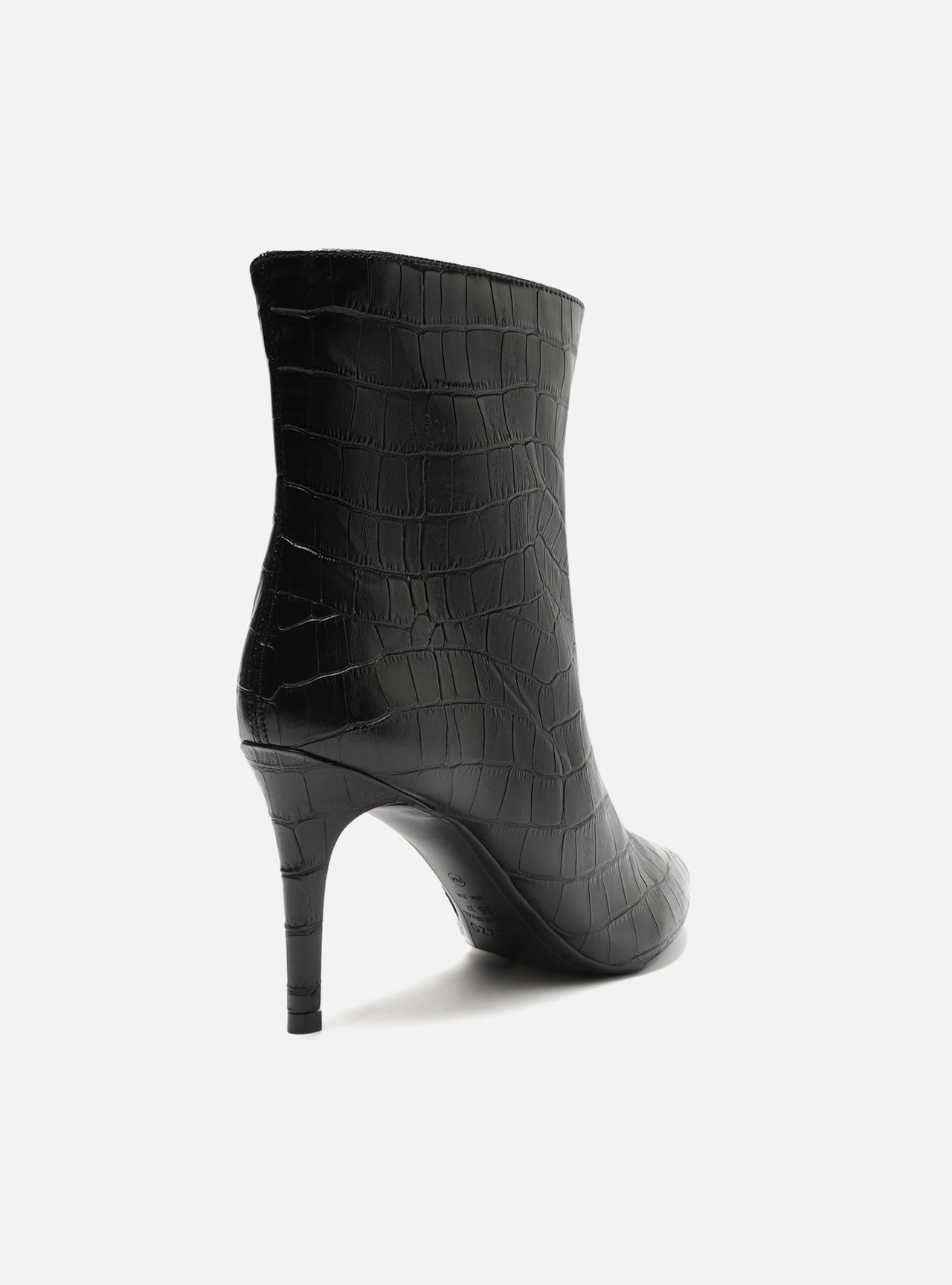 Bota Preta Croco Cano Médio Salto Fino — foto 3