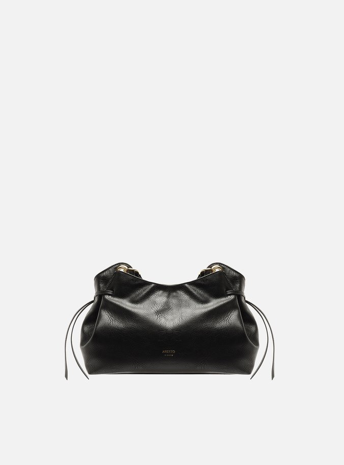 Bolsa Tiracolo Preta Média Franzida