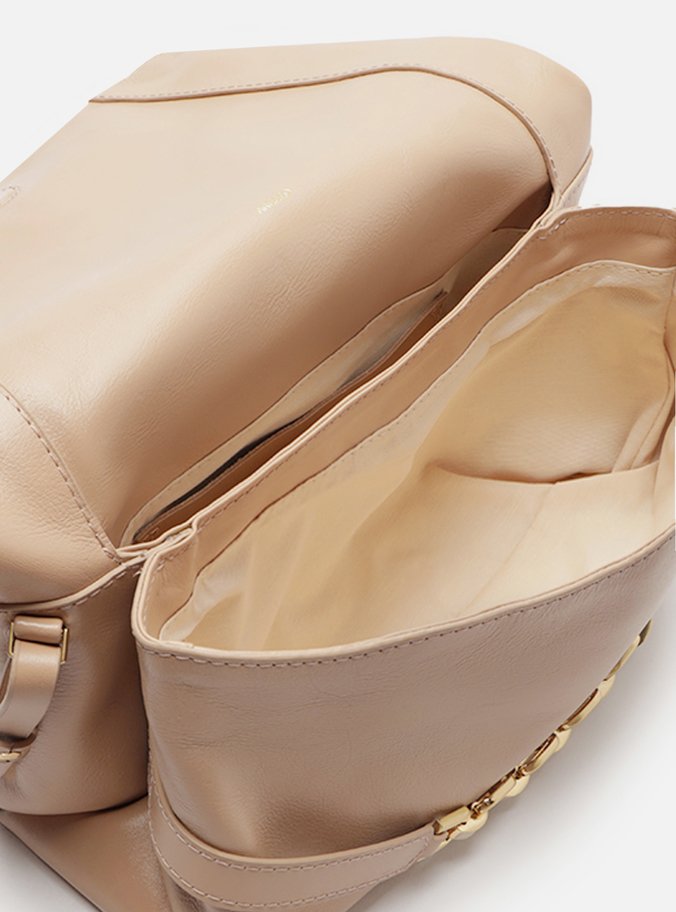 Bolsa Tiracolo Bege Couro Esther Média