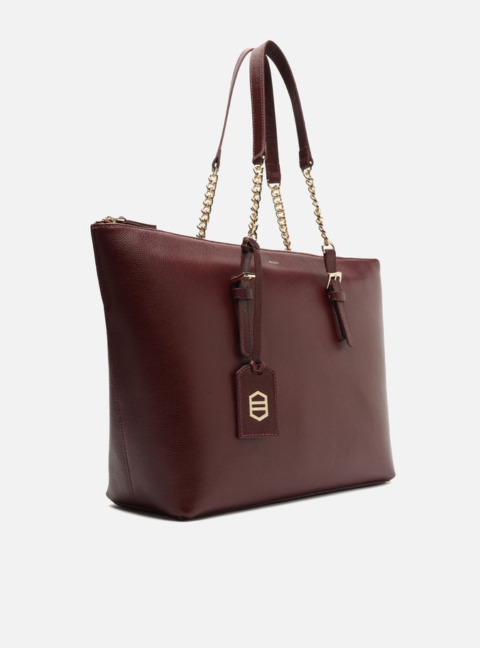 Bolsa Shopping Vinho Couro Grande Alça Corrente