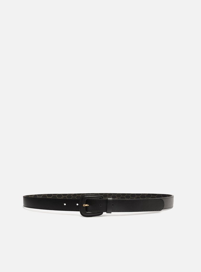 Cinto Cintura Preto Couro Fivela Forrada