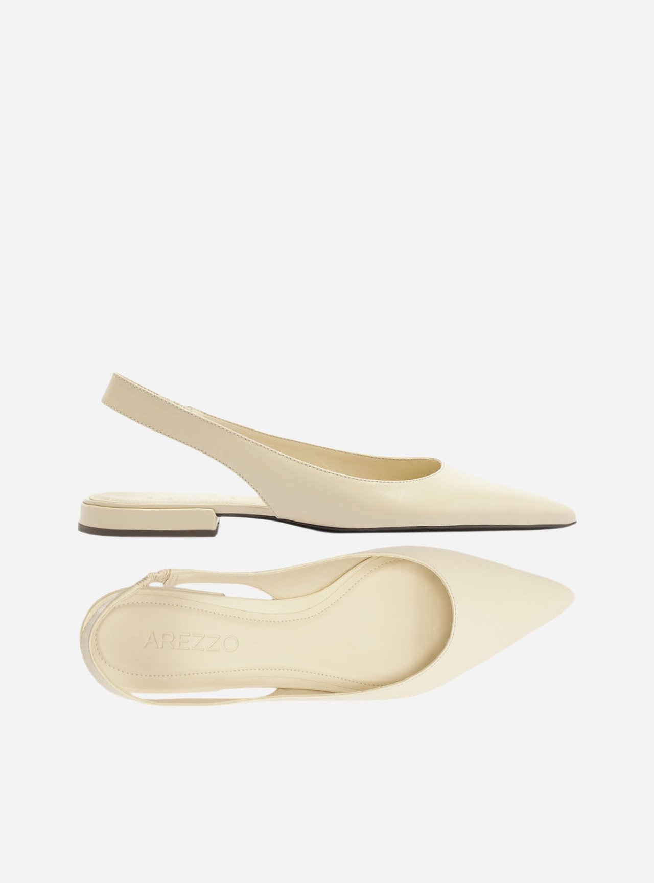Sapatilha Branca Couro Slingback Bico Fino — foto 5