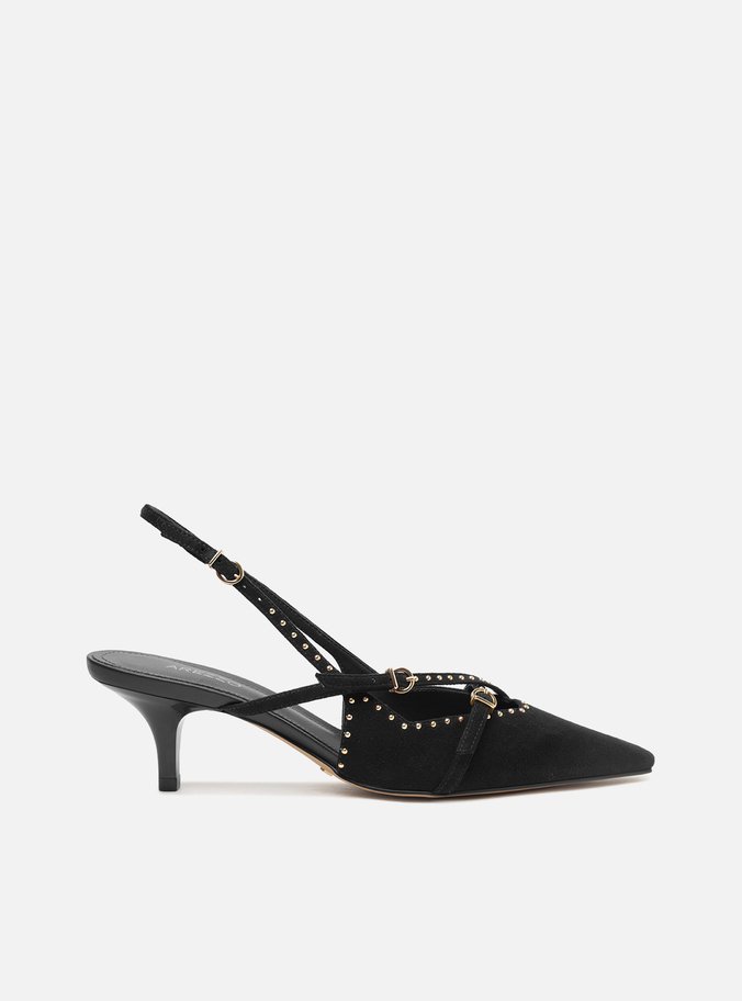 Scarpin Slingback Preto Salto Fino