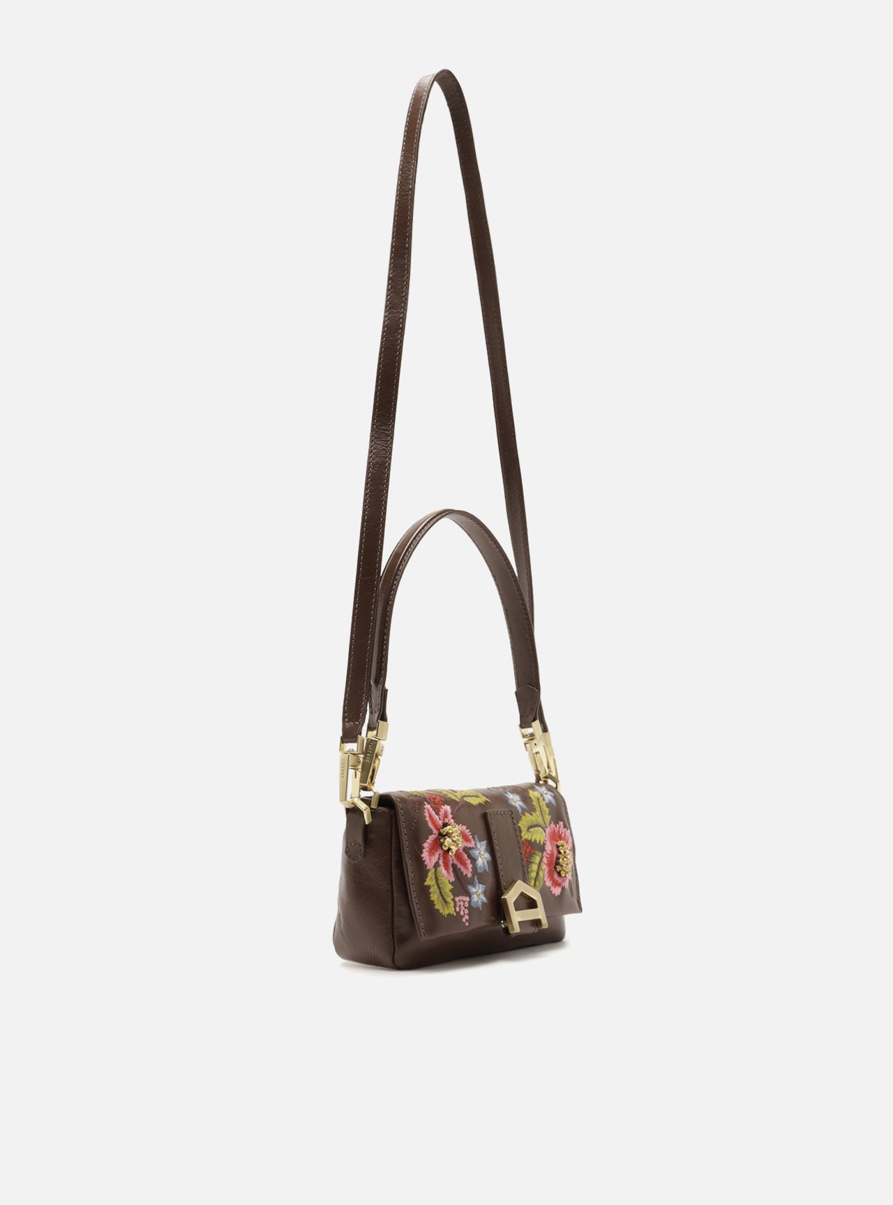 Bolsa Tiracolo Marrom Couro Pequena — foto 5