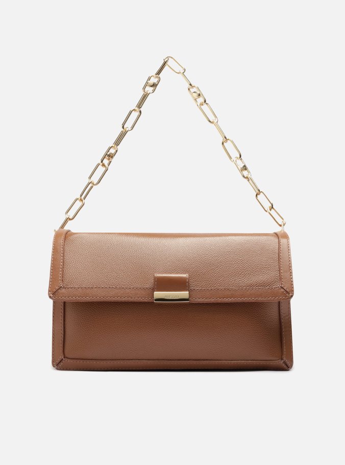 Bolsa Satchel Marrom Couro Grande Corrente