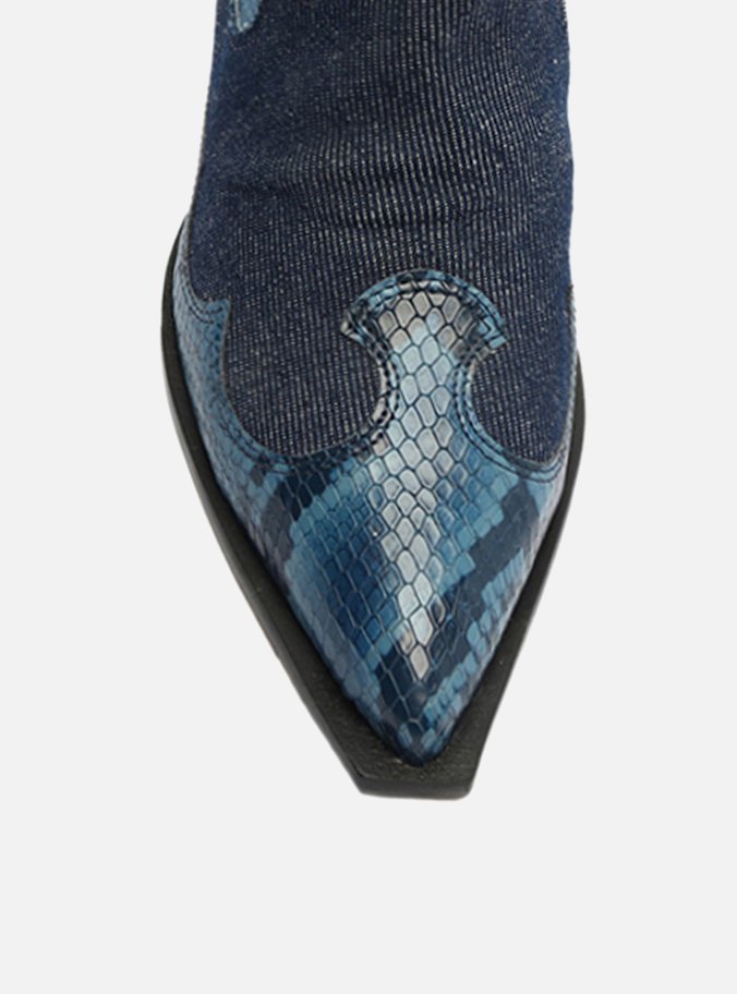 Bota Azul Jeans Cano Médio Western Georgia