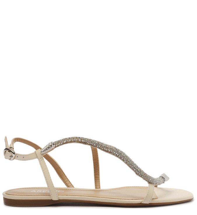 Sandália Rasteira Off-White Snake Strass