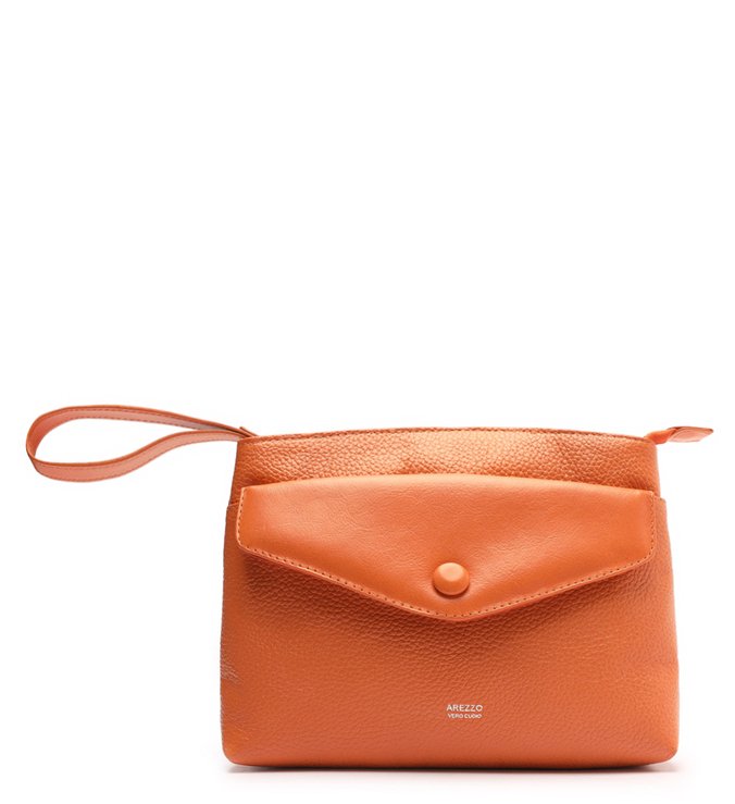 Pouch Laranja Couro Ingrid Bolso