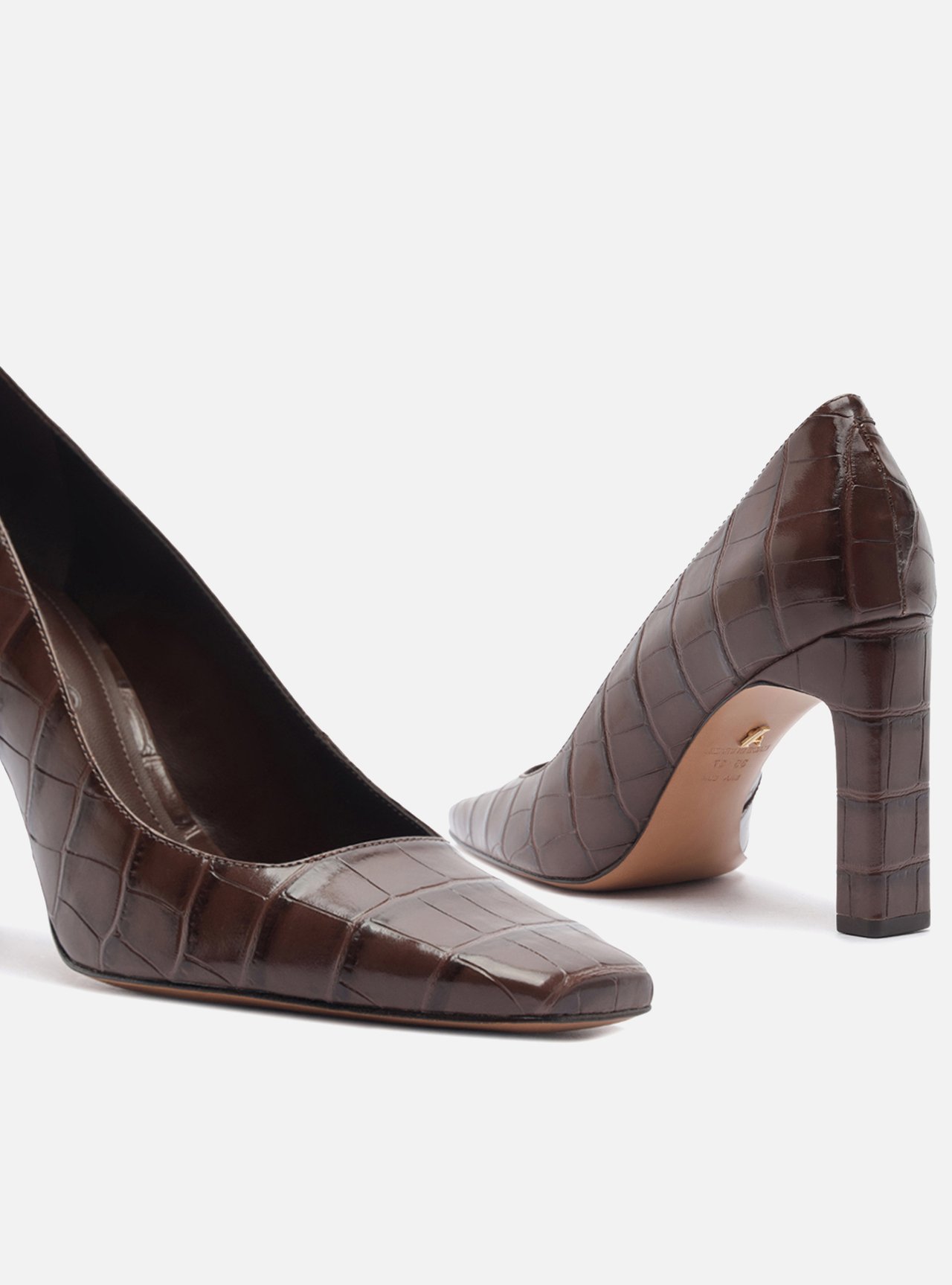 Scarpin Marrom Salto Bloco — foto 4