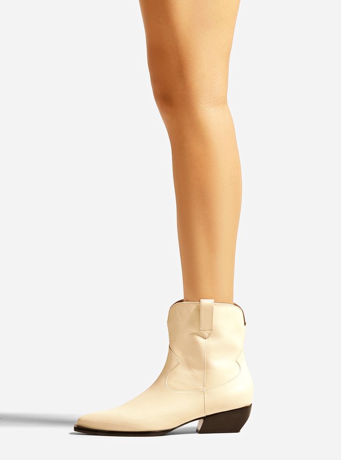 Bota Off-White Couro Cano Curto Western