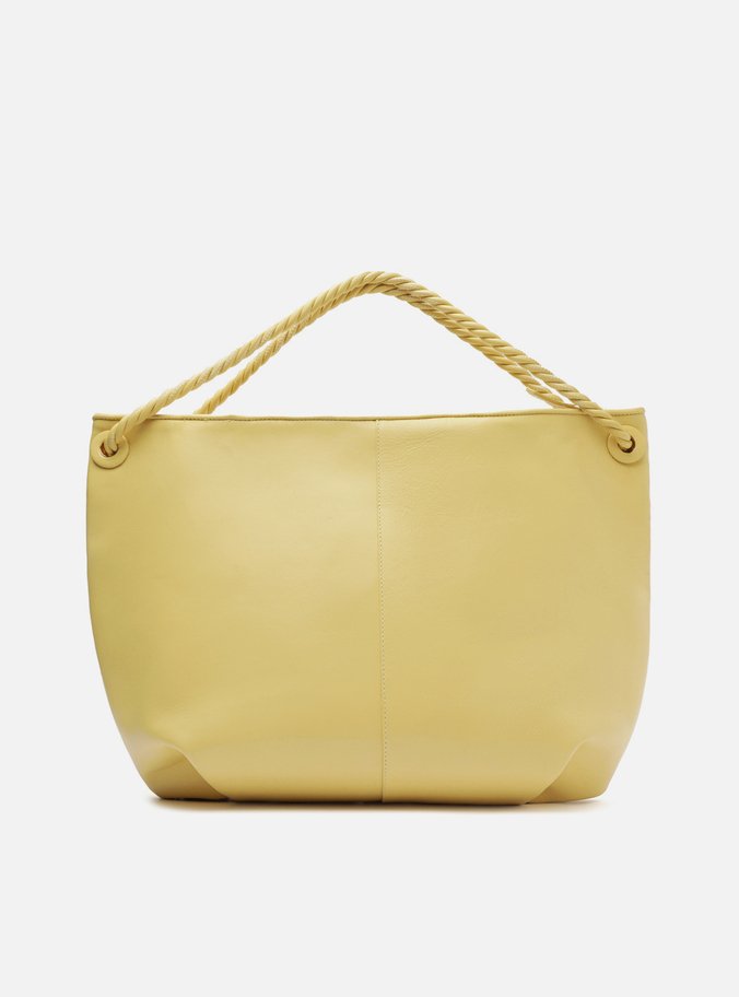 Bolsa Hobo Amarela Couro Grande Tressê Bicolor