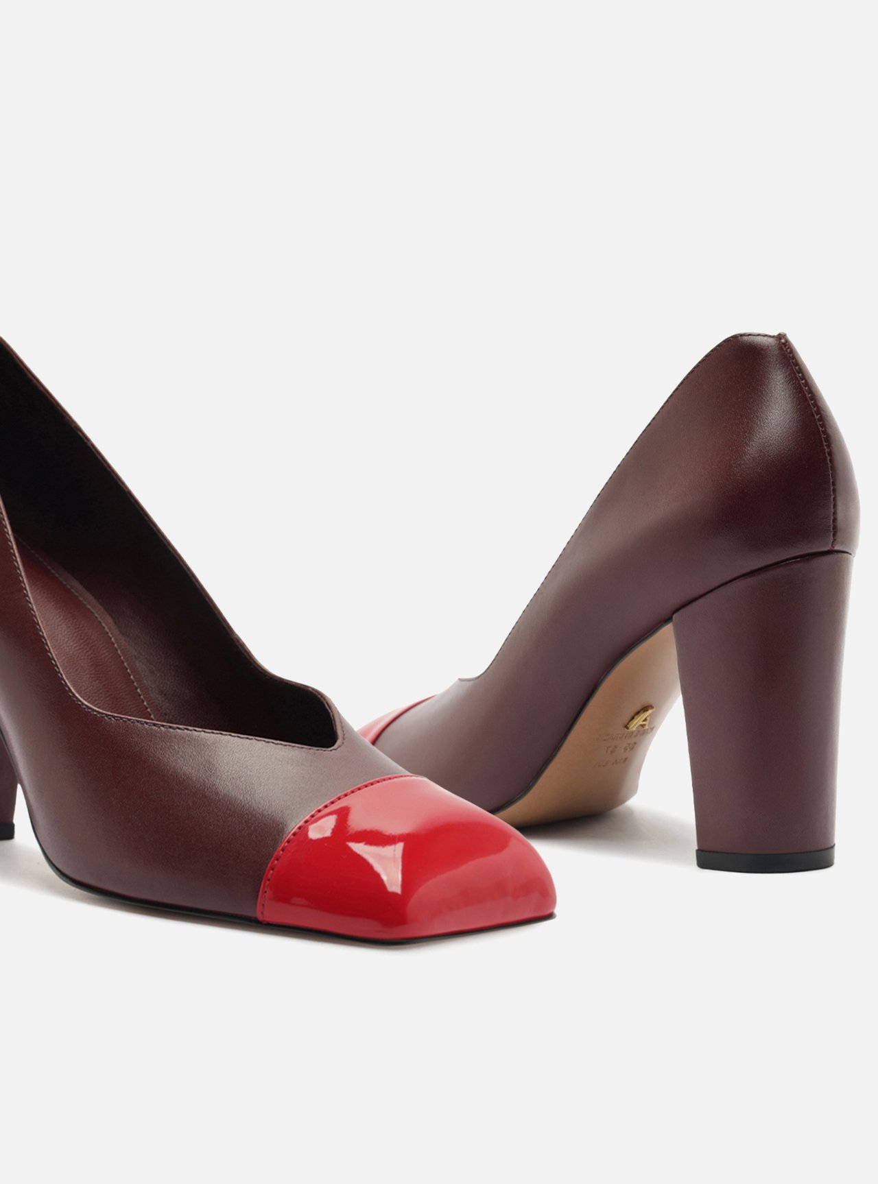 Scarpin Vermelho Multimaterial Salto Bloco — foto 4