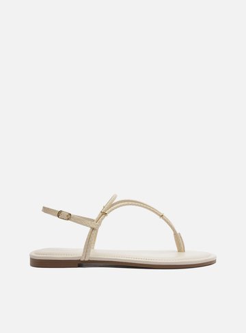 Sandália Rasteira Off-White Skin Elos Metálicos